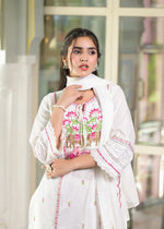 Premium cotton embroidered suit set in white