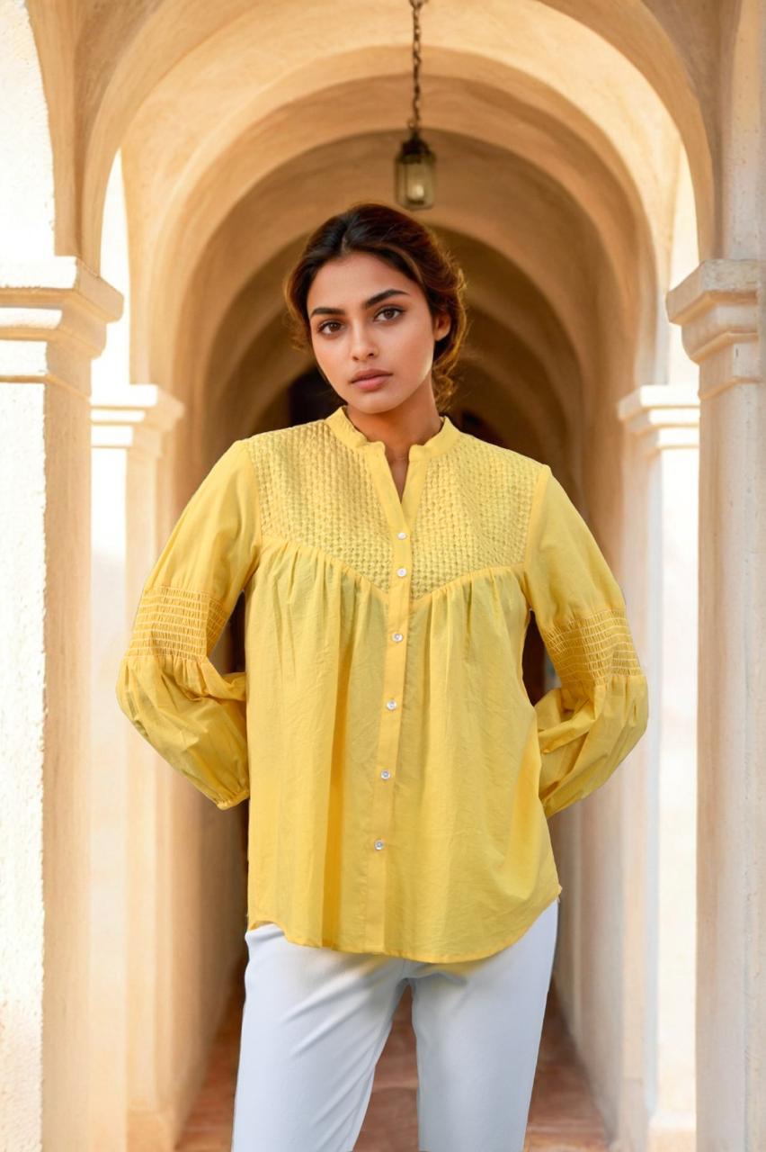 Yellow colour short stylish top
