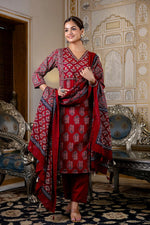 Smart red cotton suit set