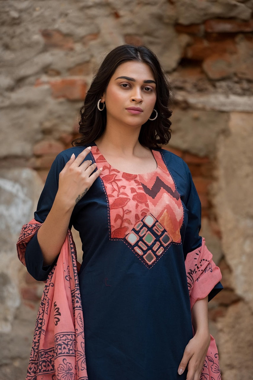 Smart real mirror cotton suit set