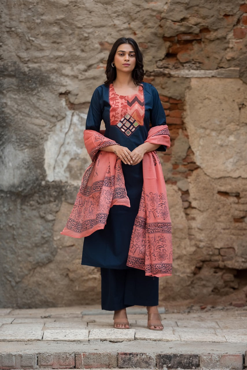 Smart real mirror cotton suit set