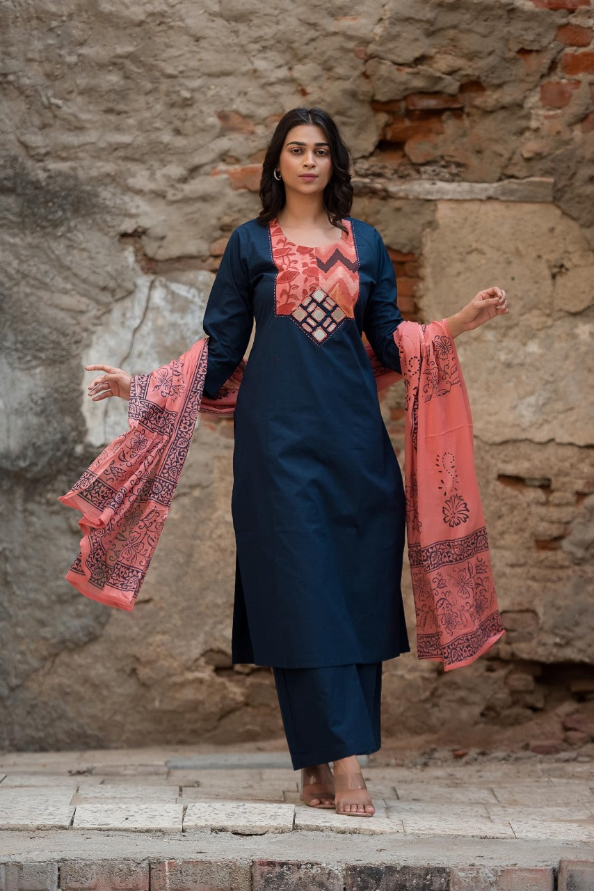 Smart real mirror cotton suit set