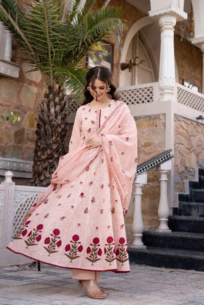 Smart cotton digital printed Anarkali suit set