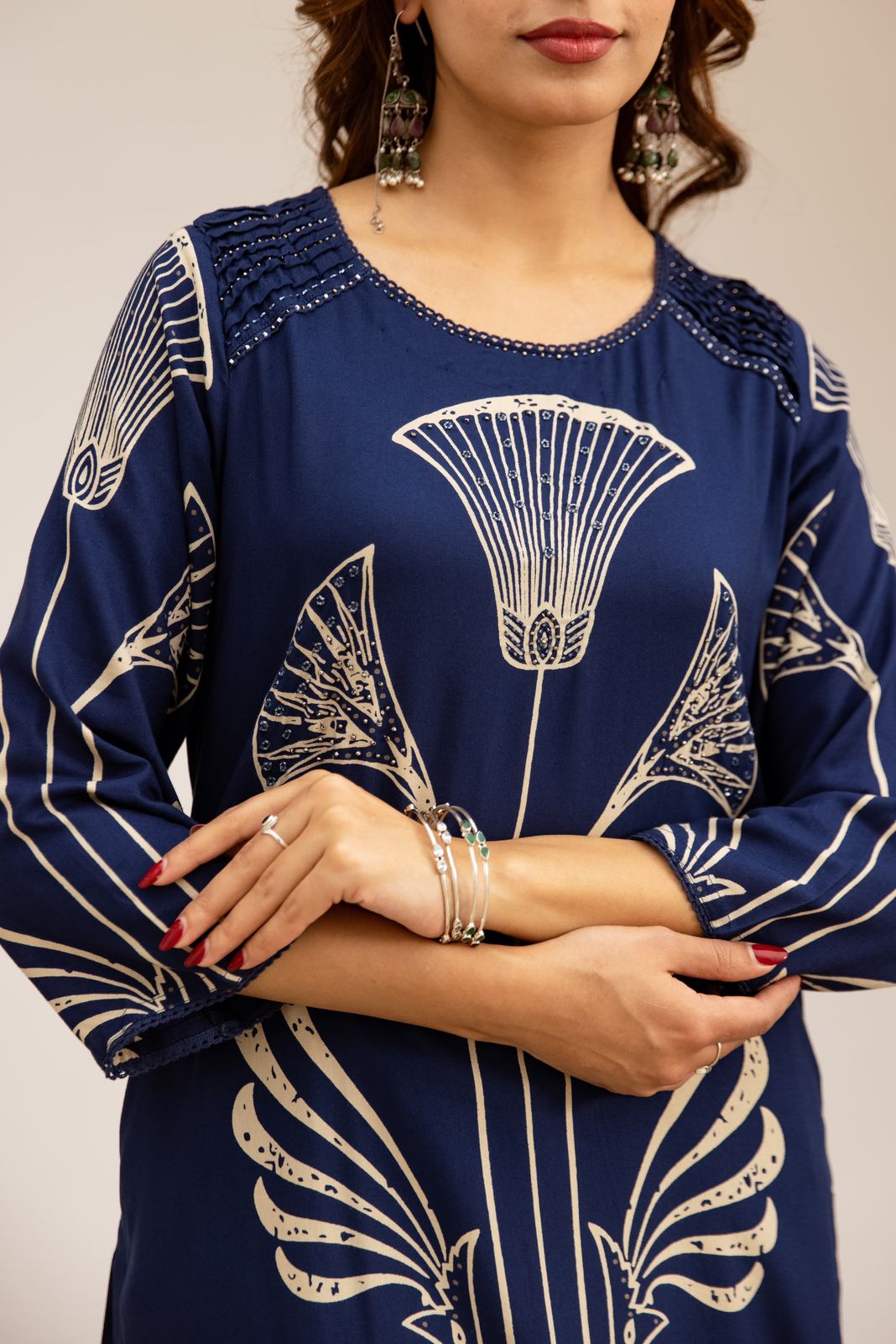 Super super heavy slub cotton palazzo set in blue