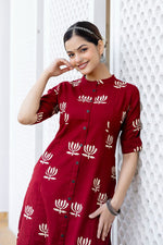 Red cotton with pocket kurta pant