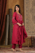 Designer Mul Chanderi with embroidery