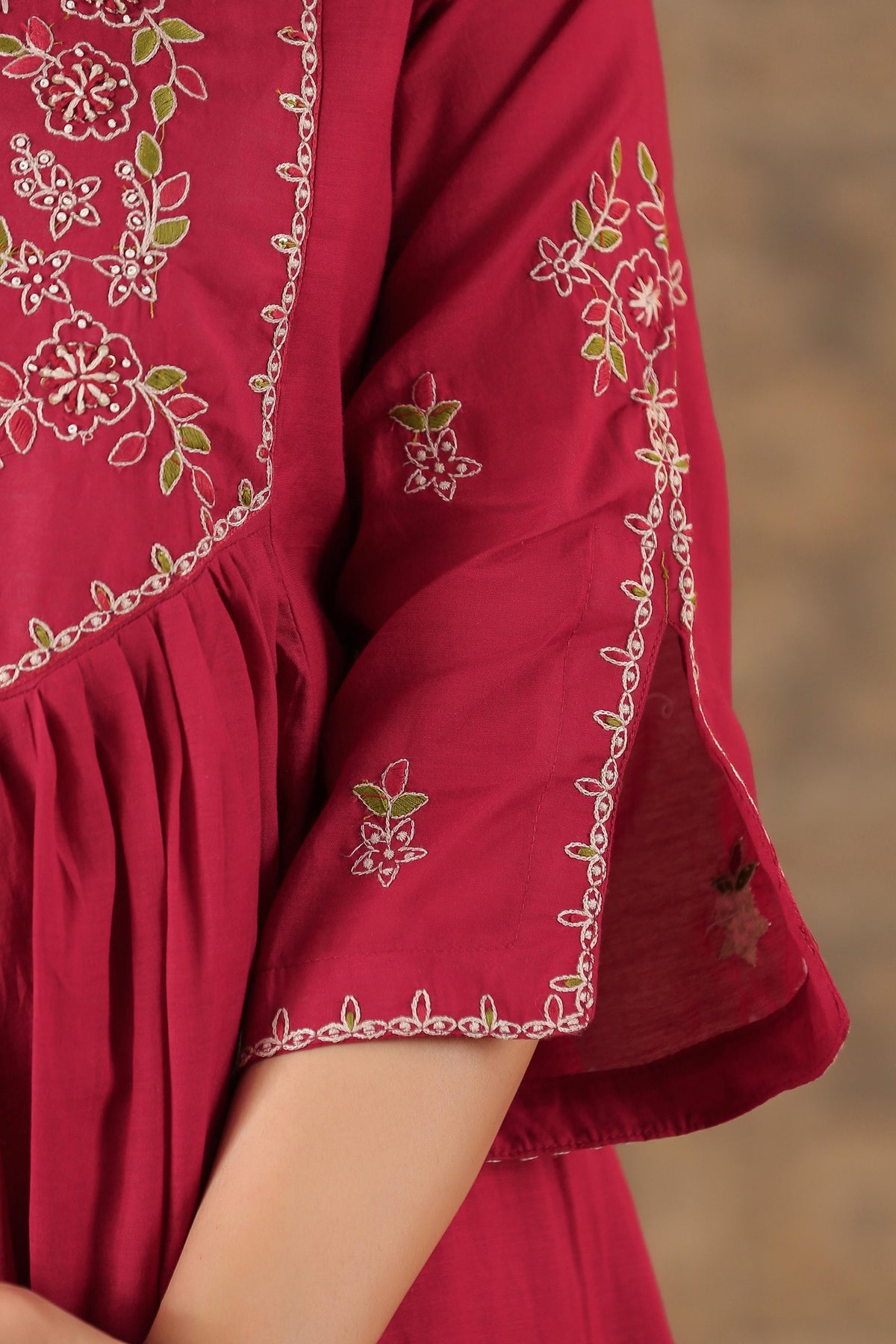 Designer Mul Chanderi with embroidery