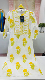 Pure cotton lining suit set in yellow