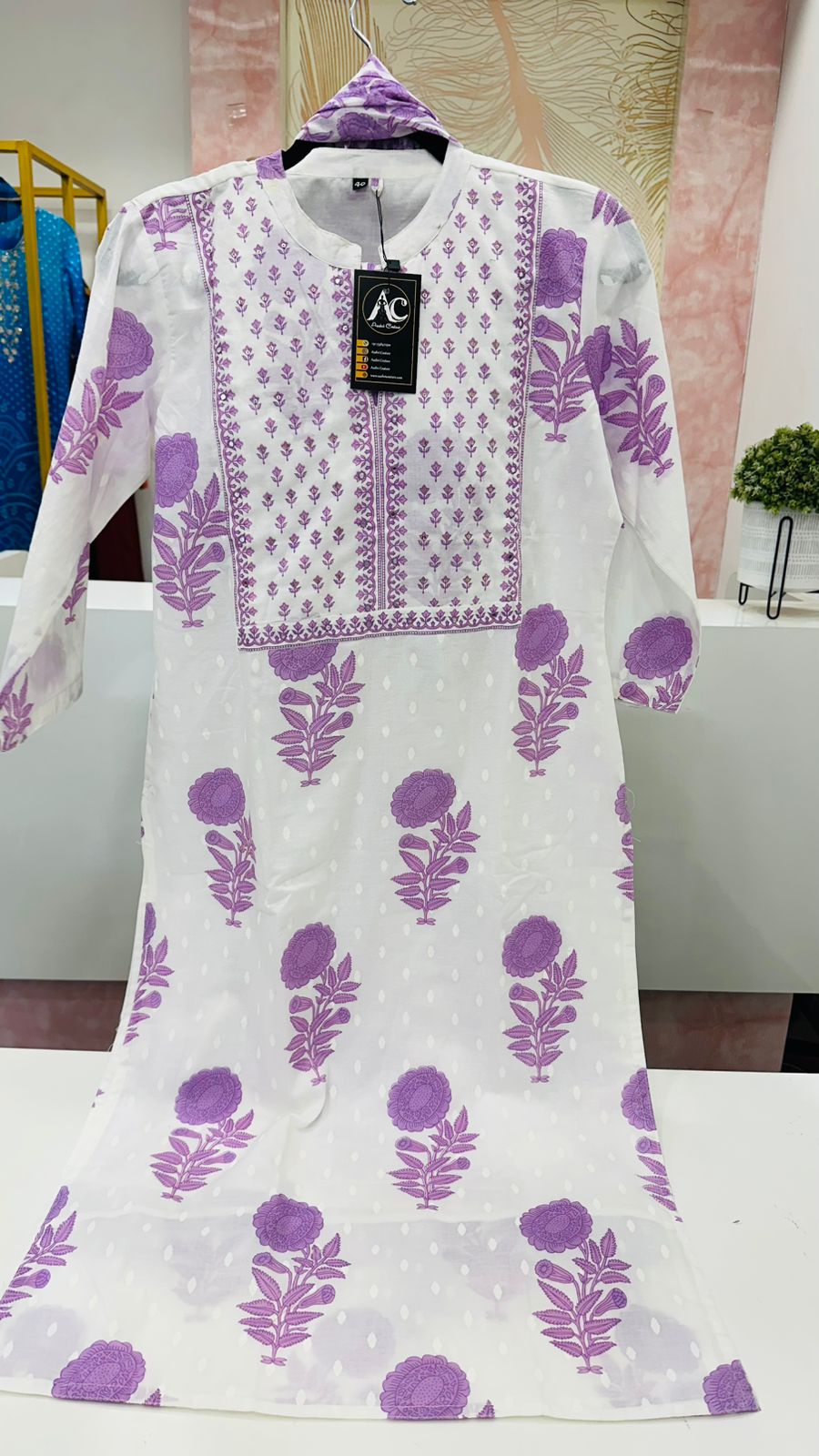 Pure cotton lining suit set in purple