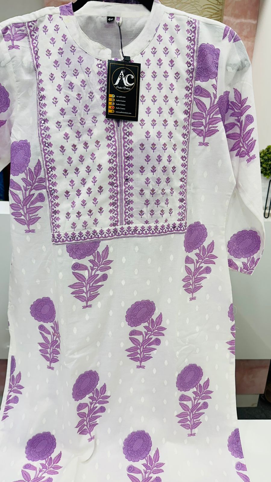 Pure cotton lining suit set in purple