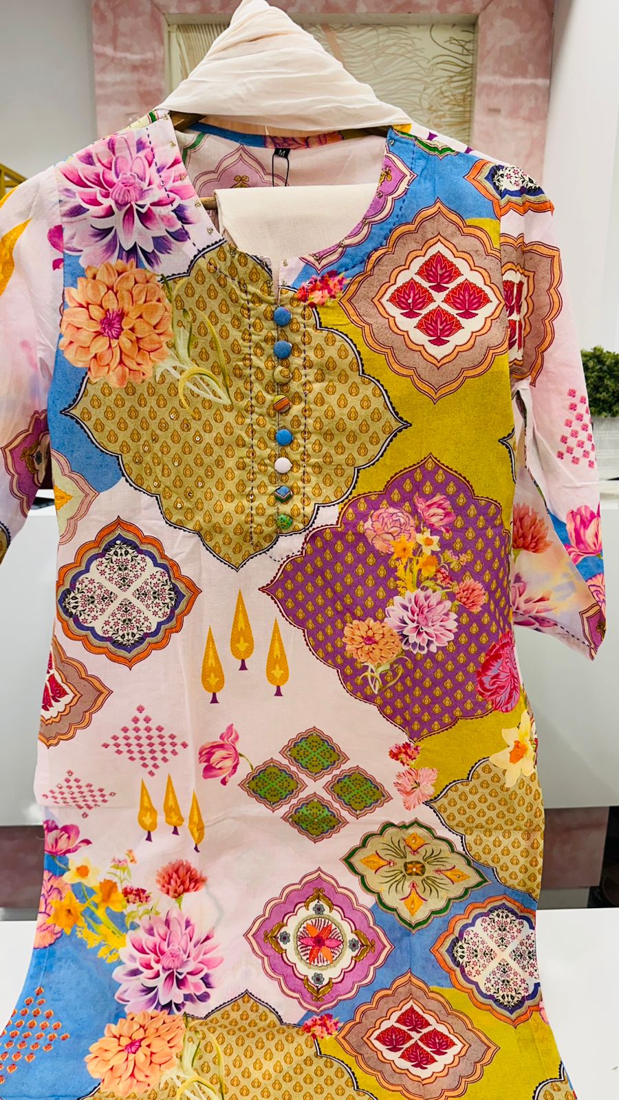 Multi colour cotton digital printed suit set