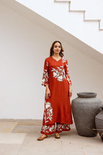 Super pretty slub cotton with four pocket kurta pant in rust