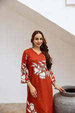 Super pretty slub cotton with four pocket kurta pant in rust