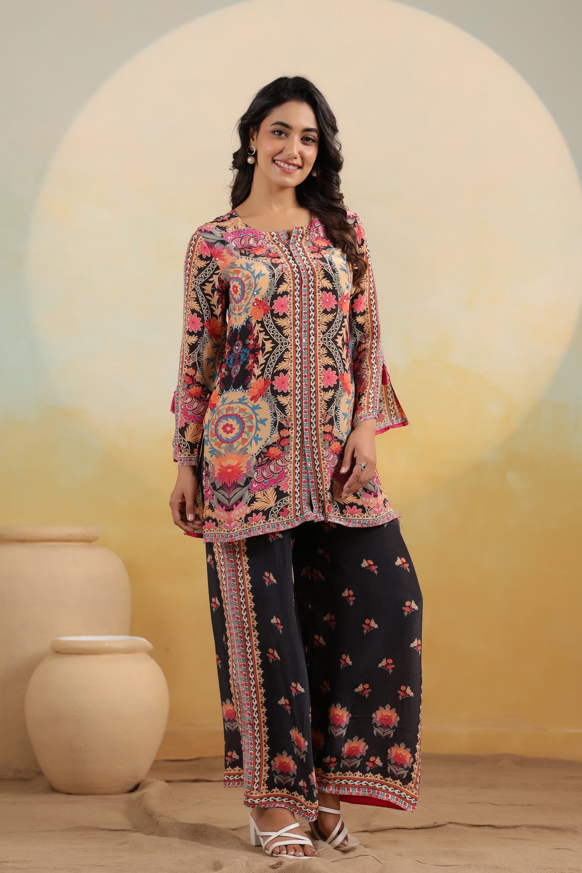 Designer crepe digital printed crepe co ord