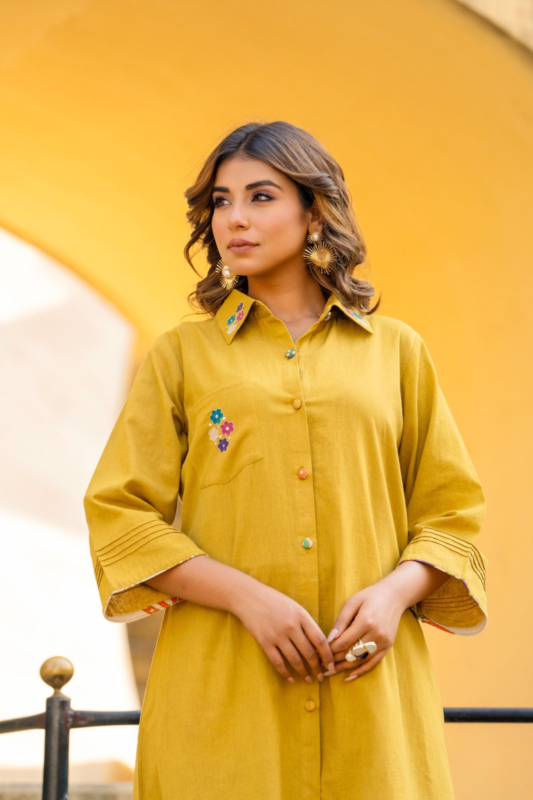 Pure cotton embroidery kurta paired with palazzo pant