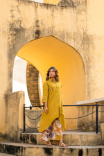 Pure cotton embroidery kurta paired with palazzo pant