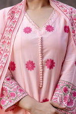 Wow cotton shoulder Anarkali suit set in pink
