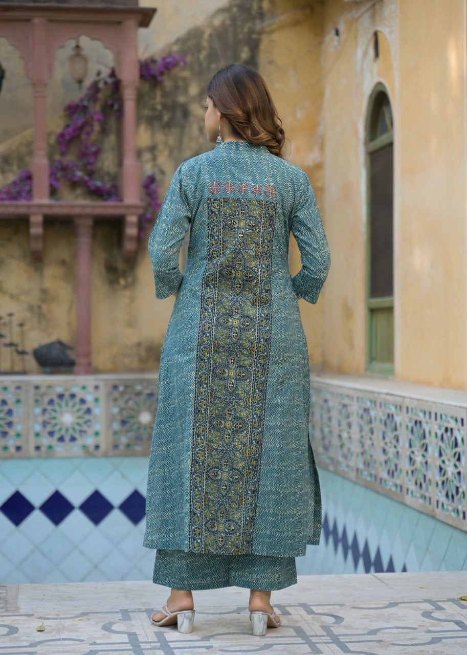 Designer cotton suit set with pocket