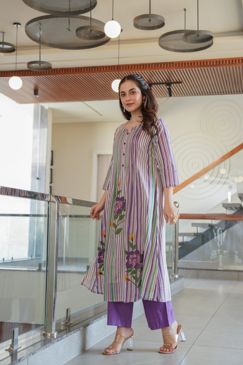 Cotton digital print kurta pant