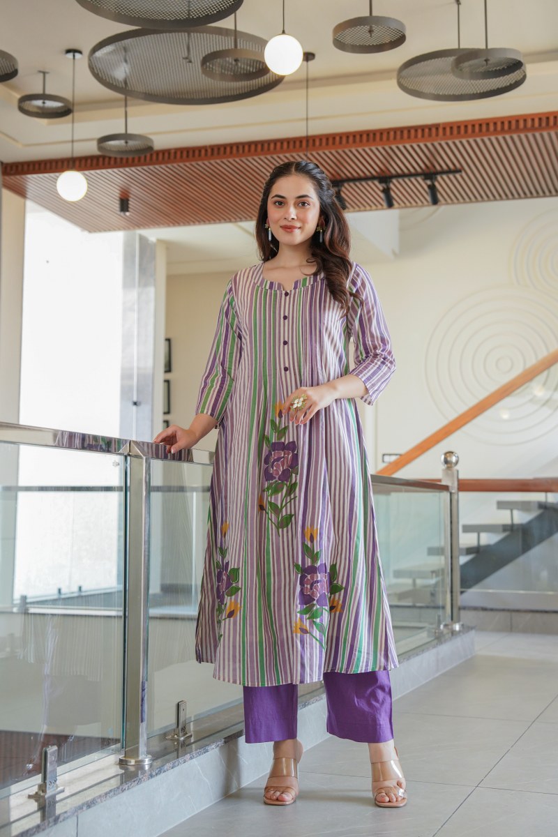 Cotton digital print kurta pant