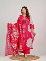 Pink floral cotton full suit set