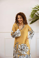 Super pretty slub cotton with four pocket kurta pant in yellow