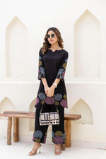 Smart embroidered cotton slub co ord