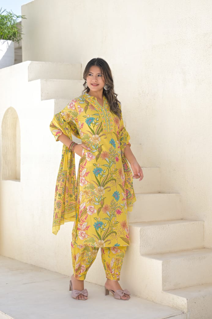 Pure cotton Afghani pant suit set