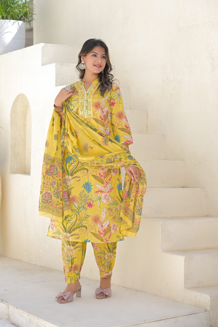 Pure cotton Afghani pant suit set