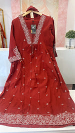 Restocked the best seller in new colour! Cotton embroidered lining full suit in red