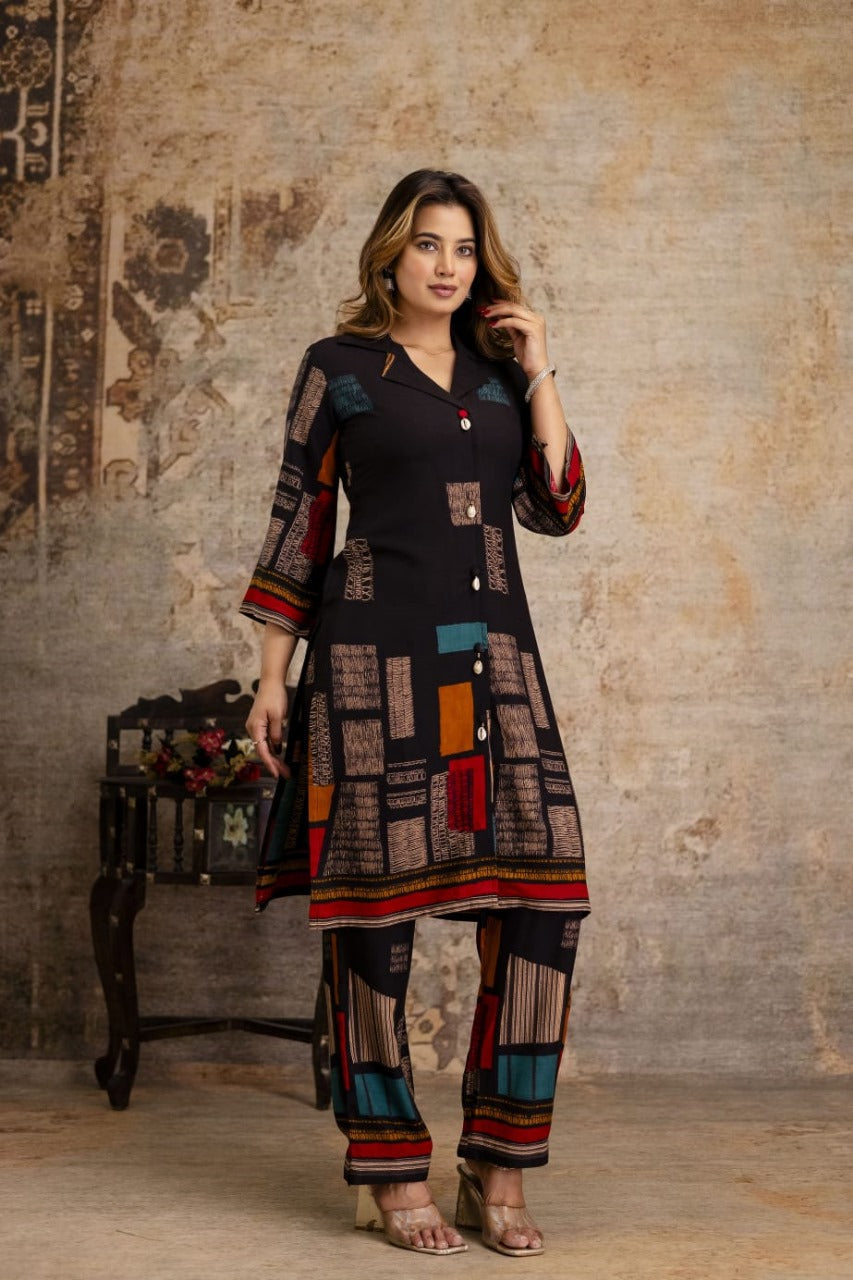 Heavy rayon digital printed co ord
