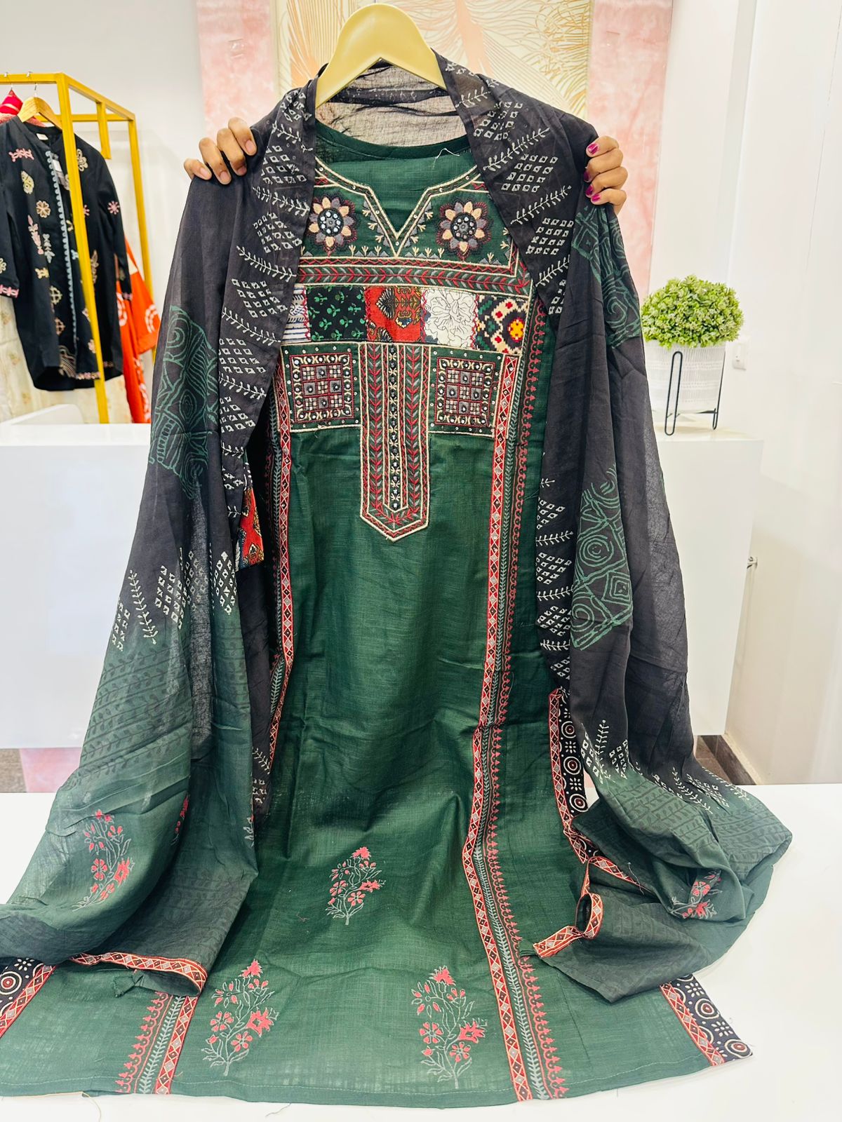 Beautiful green cotton suit set