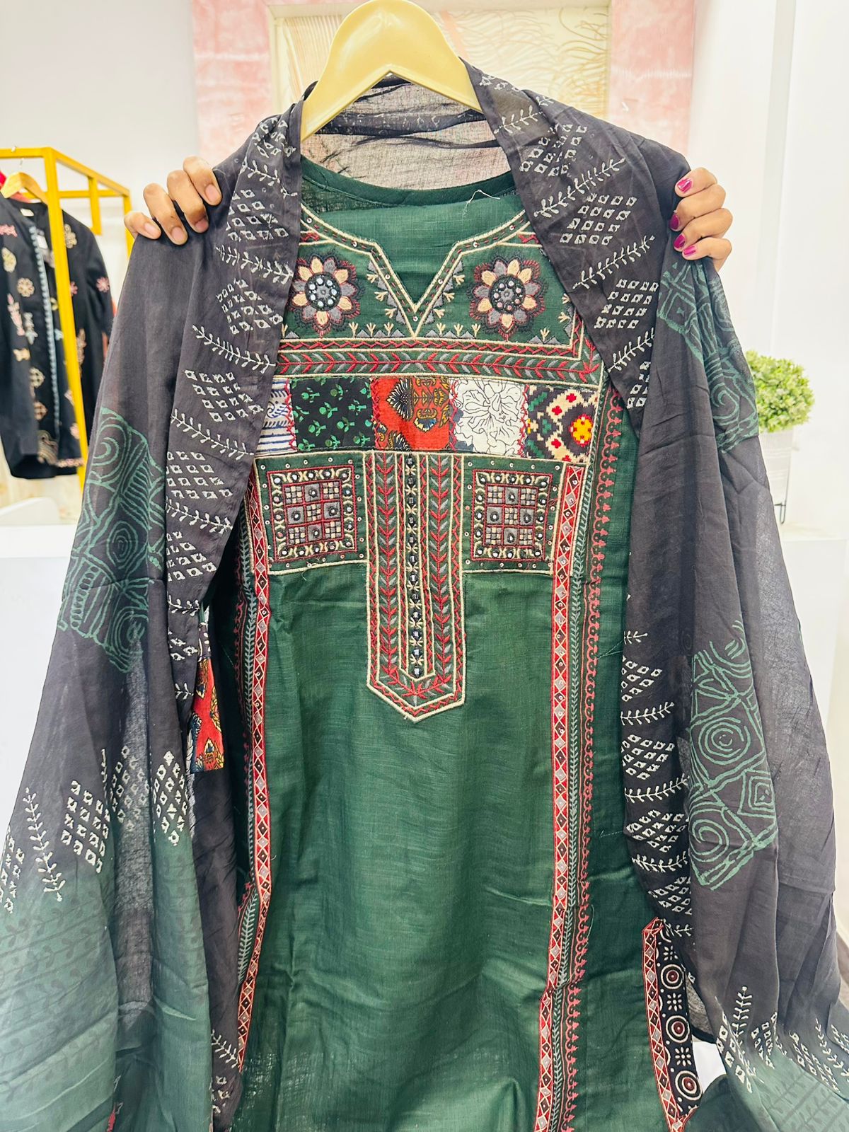 Beautiful green cotton suit set