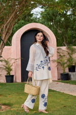 Pretty cotton lining with full katha stitch co ord set