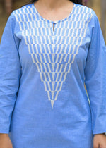 smart denim cotton embroidered co ord