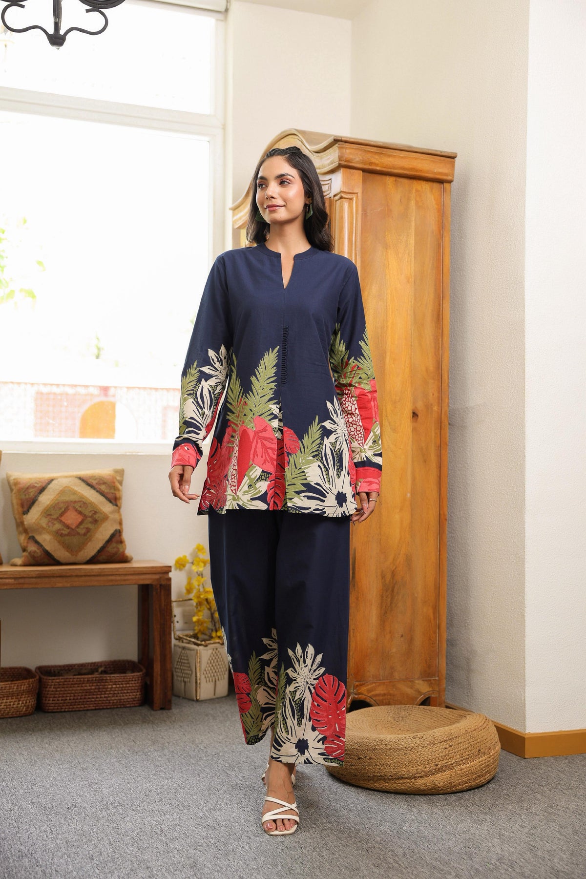 Wow cotton stylish co ord set in blue