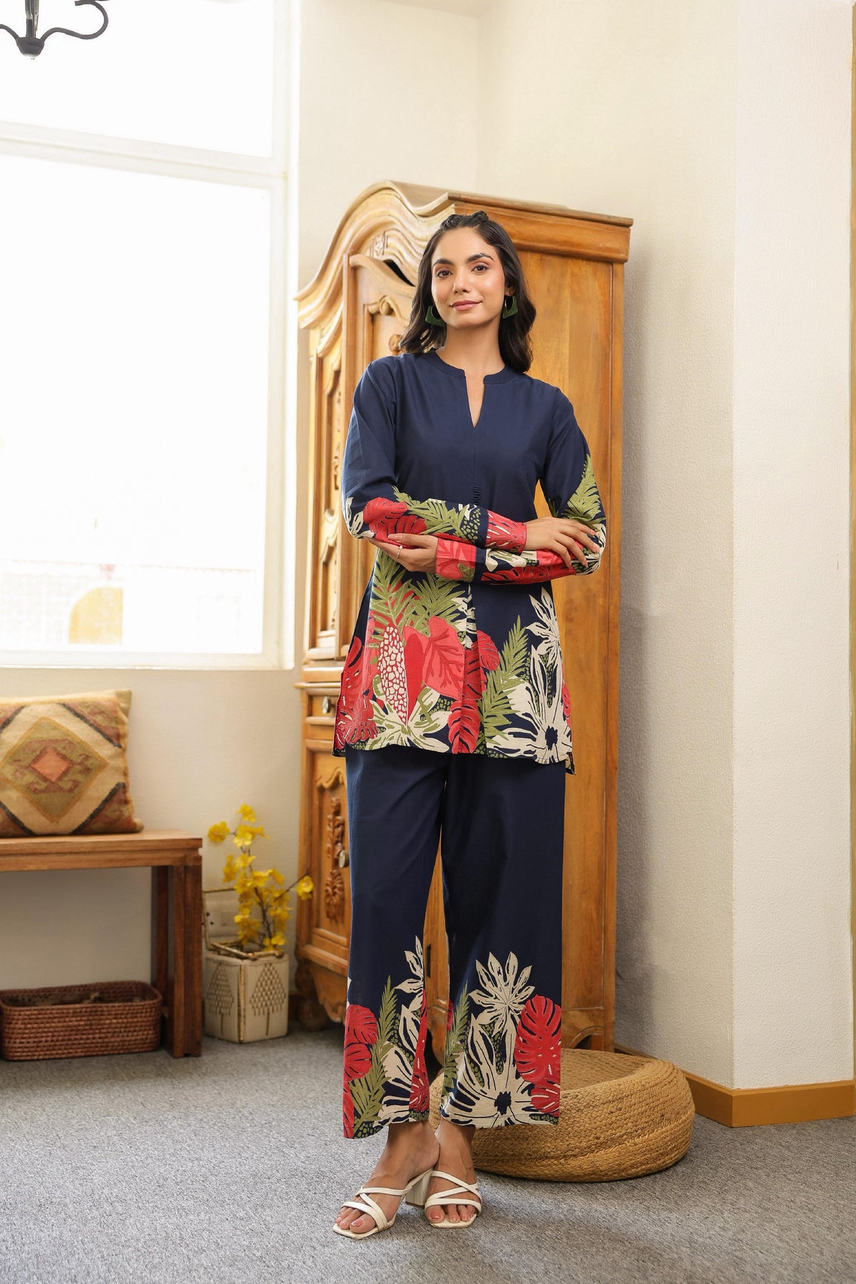 Wow cotton stylish co ord set in blue