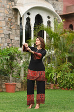 Black rayon digital printed co ord set