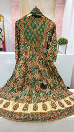 Smart cotton Angrakha pattern full suit set in green