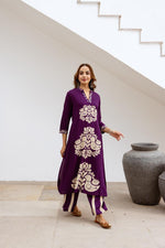 Purple love birds rayon digital printed co ord set