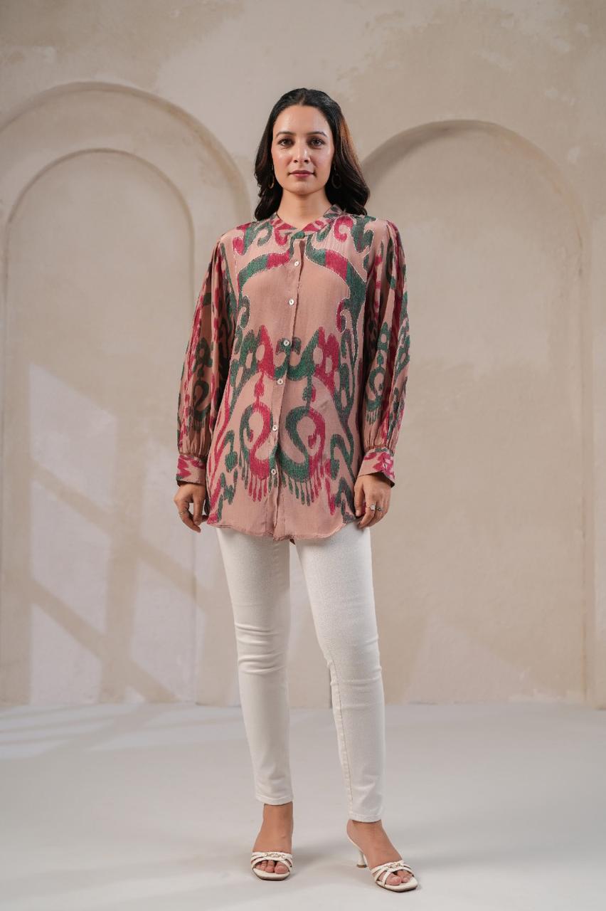 Smart Ikkat printed crepe short top