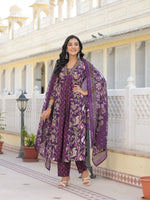Purple cotton smart suit set