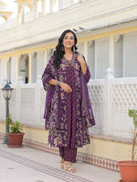 Purple cotton smart suit set