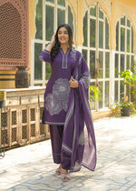 Red cotton Farsi salwar suit set in purple