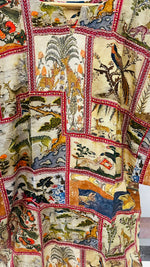 Cotton silk pichwai katha stitched kurta pant in beige