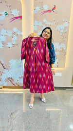 Smart cotton wine Ikkat dress