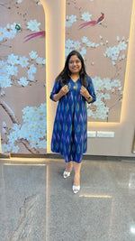 Smart cotton blue Ikkat dress