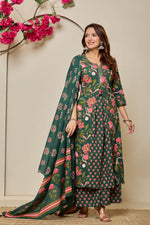 Smart cotton full suit set in green