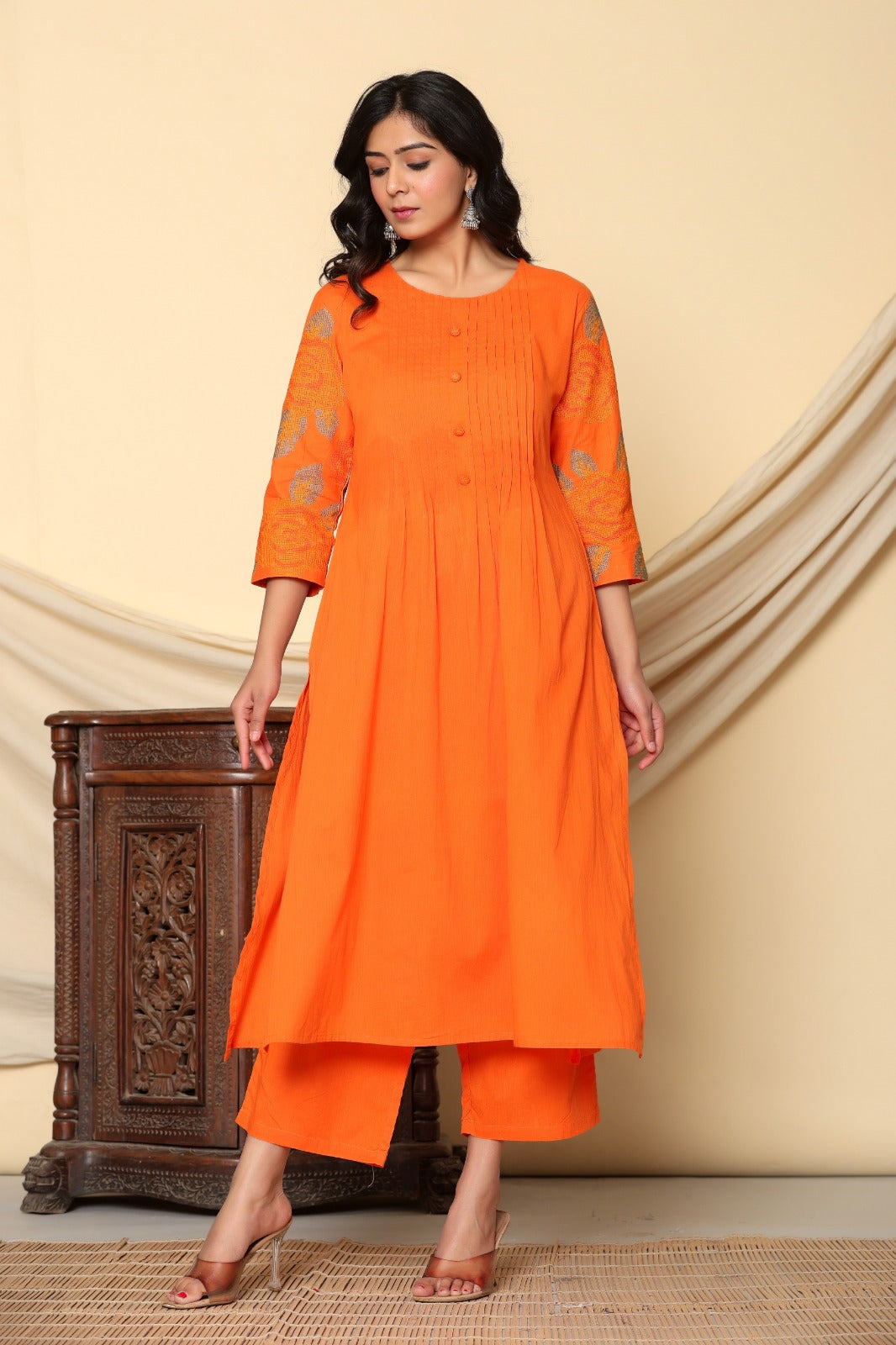 Pure cotton embroidered kurta pant