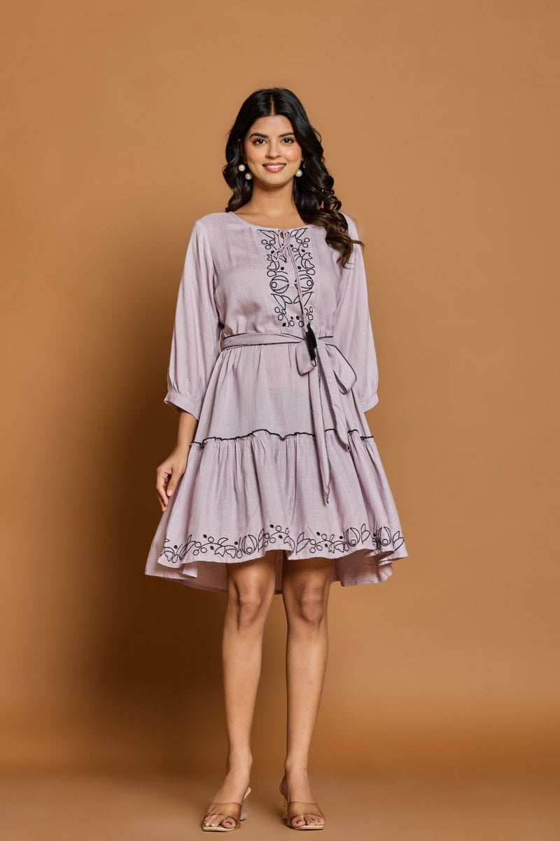 Heavy rayon embroidered dress